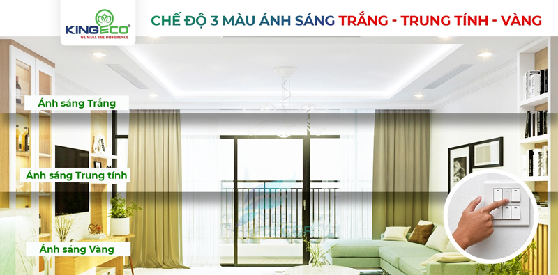 Den LED am tran KingEco EC DLSS mat trang doi mau 1