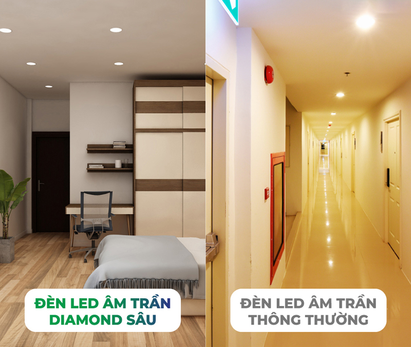 Đèn LED âm trần Diamond chóa sâu chống chói hiệu quả