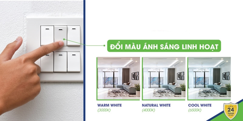 Đèn LED âm trần KingLED Ruby DL-SS-DM đổi màu