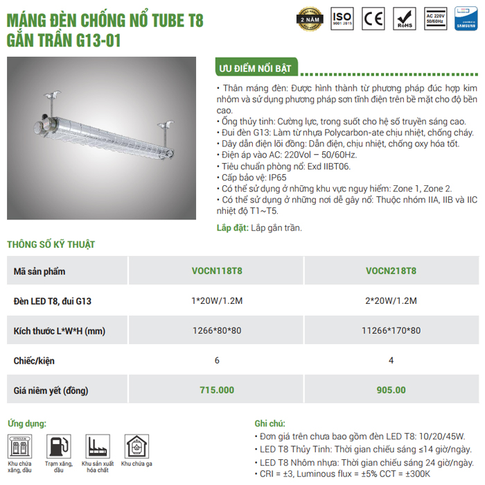 Bộ đèn tuýp chống nổ VO Lighting VOCN