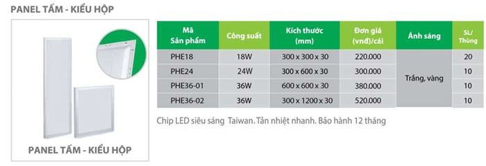 Đèn LED Panel Hộp Asia PHE36-01 600x600