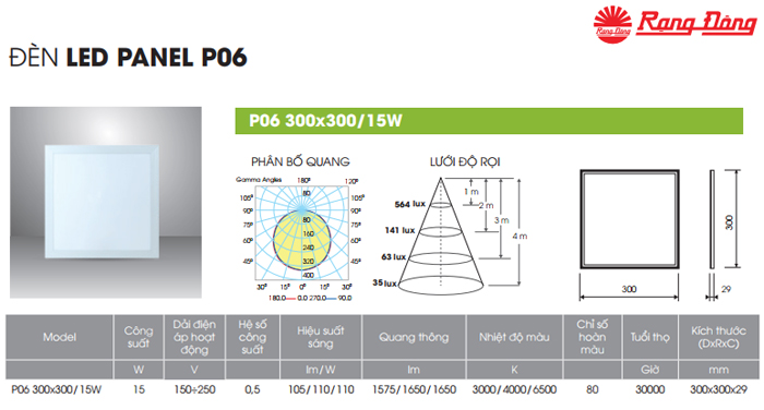 Đèn LED Panel hộp Rạng Đông P06 300x300