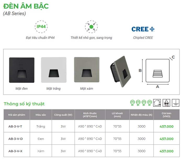 Den LED am bac cau thang KingLED AB Series