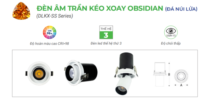Đèn LED âm trần chiếu rọi KingLED kéo xoay DLKX-SS
