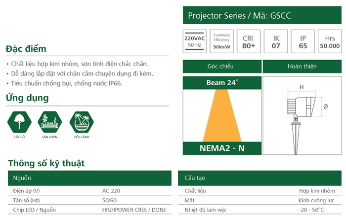 Đèn LED cắm cỏ GS Lighting GSCC