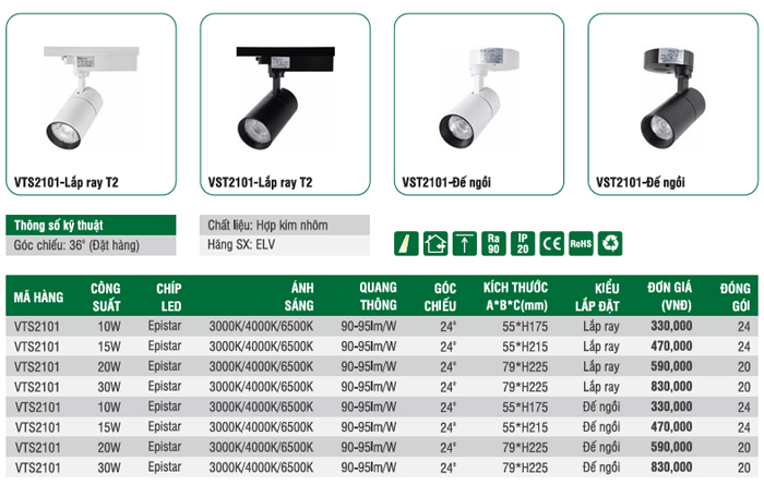 Đèn LED rọi ray ELV VTS2101 Đèn LED rọi ray ELV VTS2101