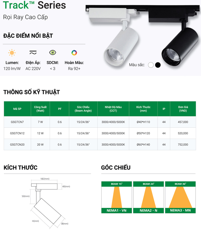 Đèn LED rọi ray GS GSGTCN