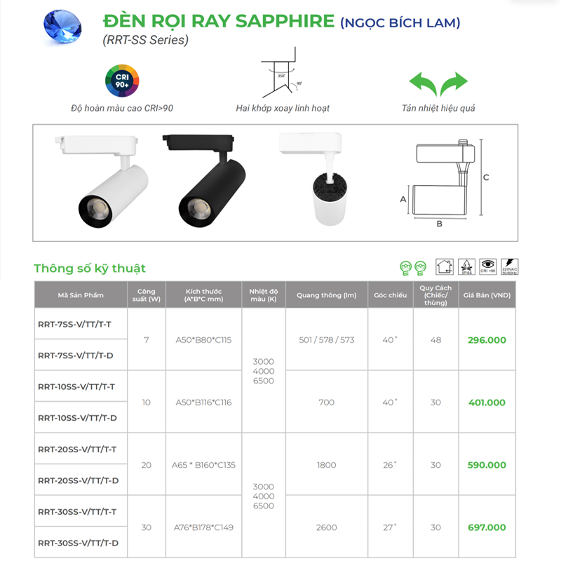 Đèn LED rọi ray KingLED Sapphire RRT-SS