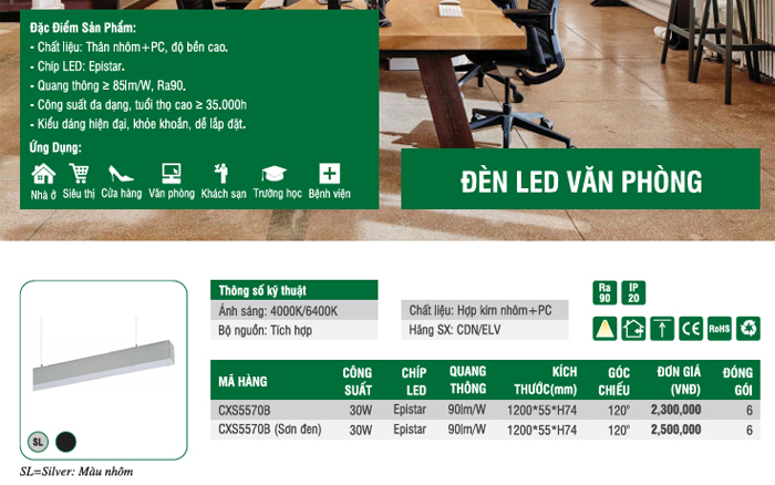 Đèn thả văn phòng Profile ELV Đèn thả văn phòng Profile ELV