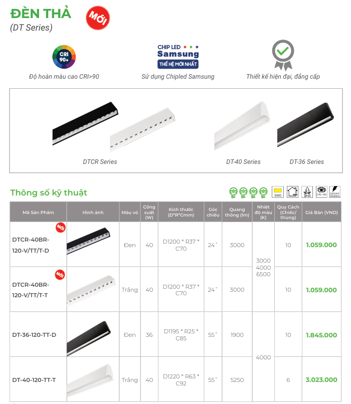 Đèn thả văn phòng Profile KingLED DT Series Đèn thả văn phòng Profile KingLED DT Series