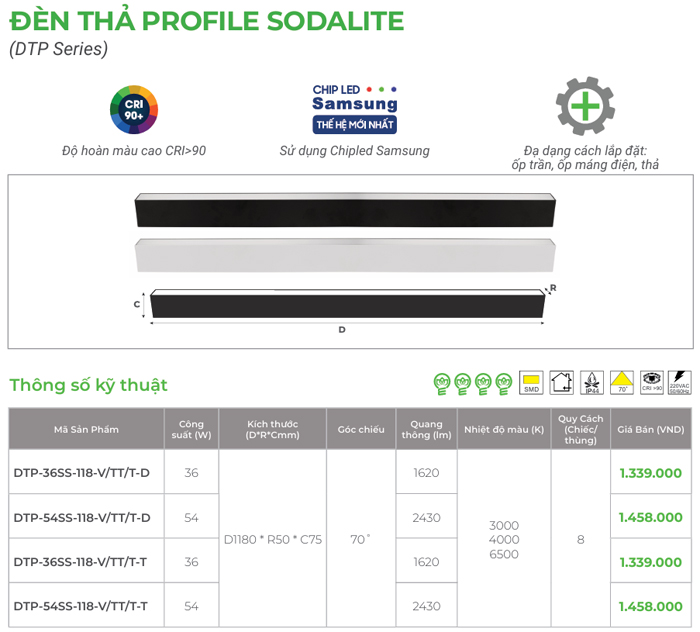 Đèn thả văn phòng Profile KingLED DTP Series