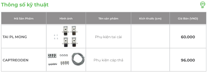 Phụ kiện cáp thả và tai cài Panel KingLED