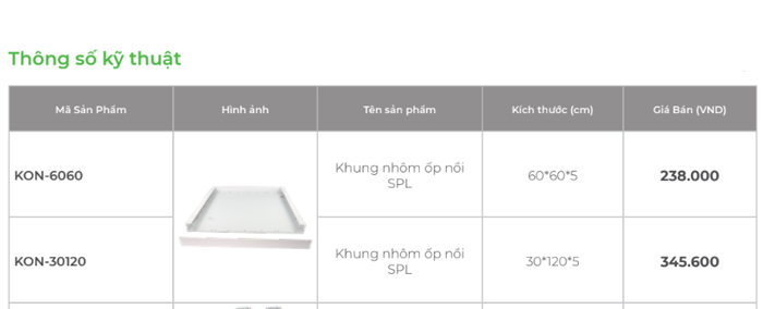 Phụ kiện khung nhôm ốp nổi Panel siêu mỏng KingLED SPL