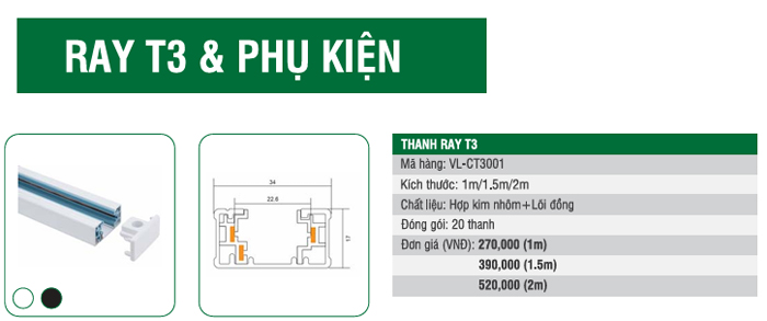 Phụ kiện thanh ray đèn rọi T3 ELV