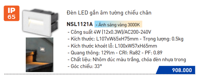 Đèn LED âm bậc cầu thang Nanoco NSL1121A