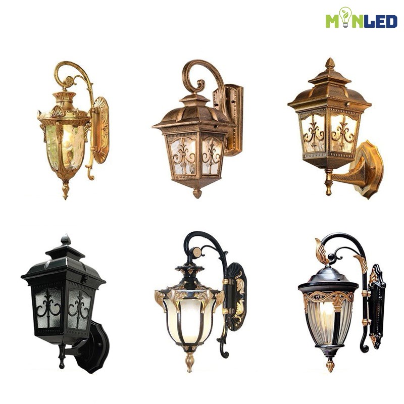 Mẫu đèn tường trang trí ngoài trời tân cổ điển sử dụng bóng đèn đui E27