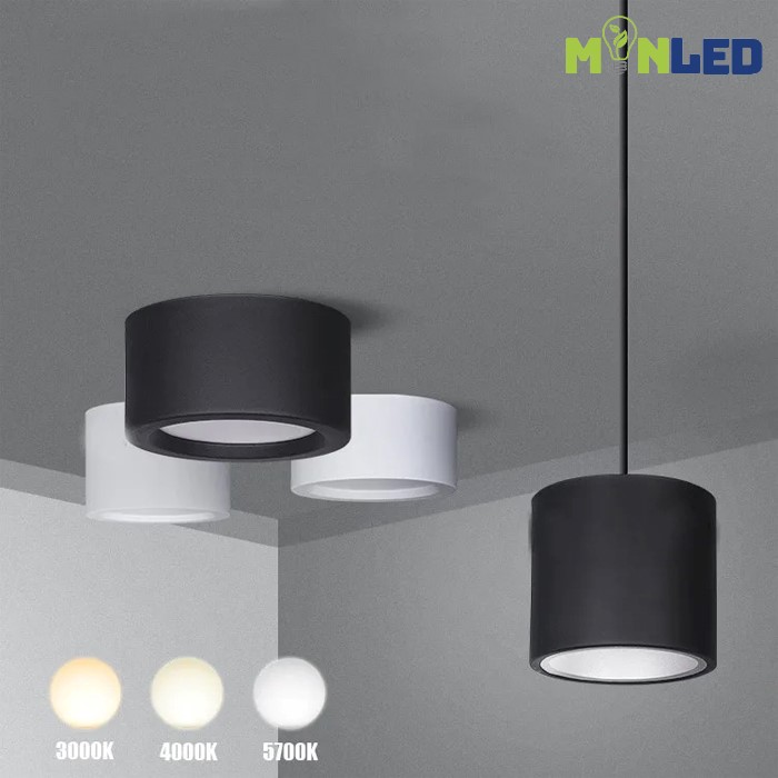 Đèn LED ống bơ có thể gắn trần hoặc treo thả tùy theo không gian thiết kế
