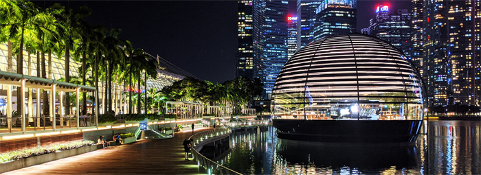 Dự án Apple Store – Marina Bay Sands, Singapore có thể tạo nhiều hiệu ứng chiếu sáng khác nhau