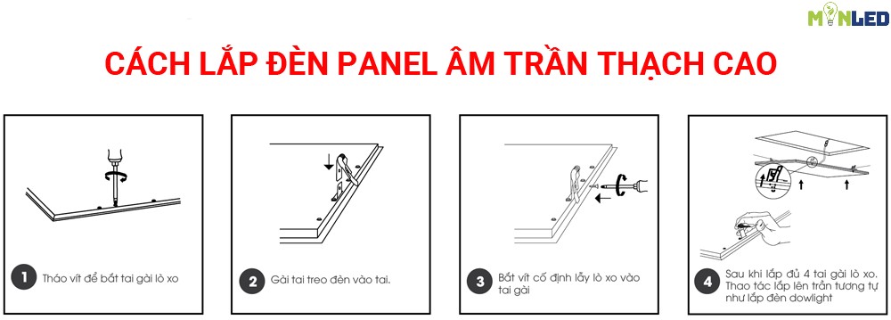 Cách lắp đèn LED Panel âm trần cho trần thạch cao