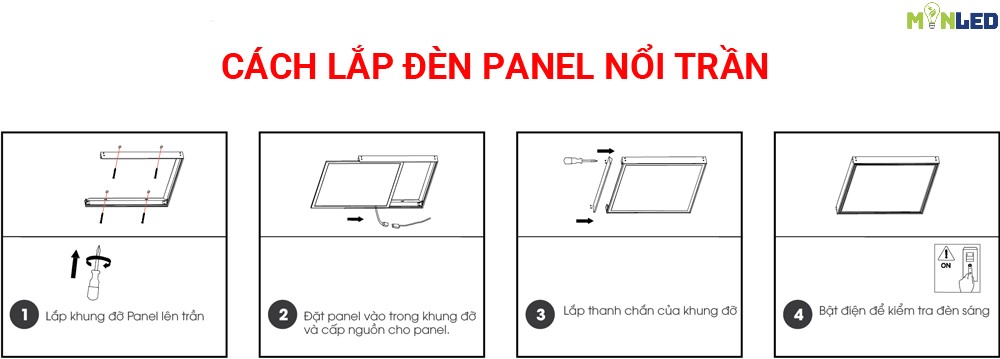 Cách lắp đèn LED Panel ốp nổi trần