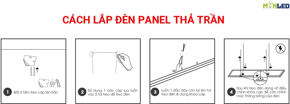 Cách lắp đèn LED Panel thả trần