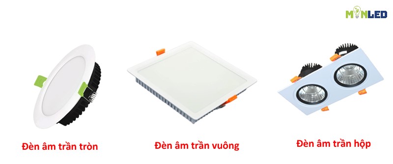3 loại hình dạng đèn âm trần phổ biến nhất hiện nay - tròn - vuông - hộp