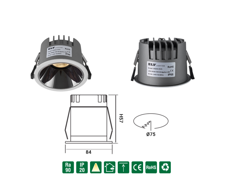Đèn âm trần chống nước IP65 thương hiệu ELV