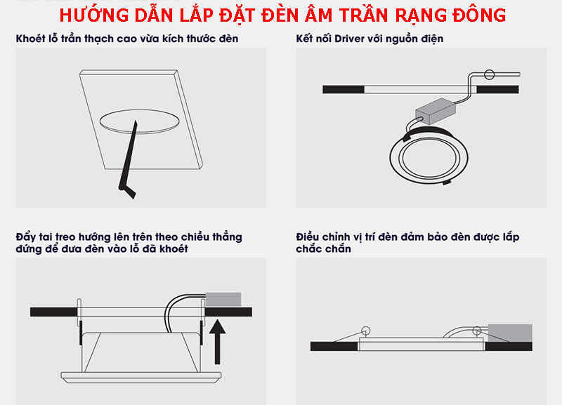 Hướng dẫn lắp đặt đèn LED âm trần Rạng Đông