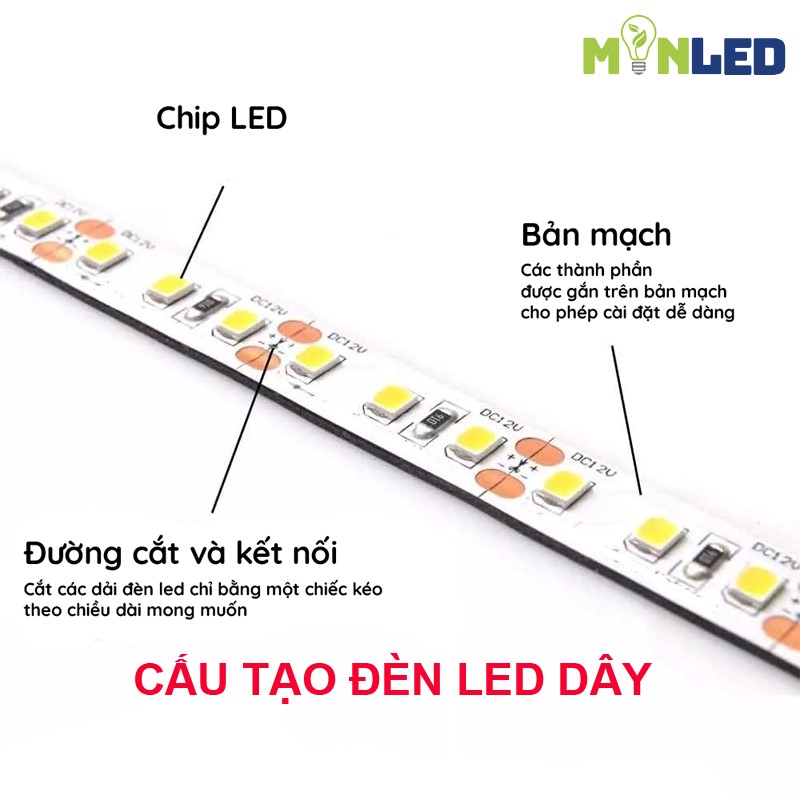 Cấu tạo đèn LED dây điện 12V