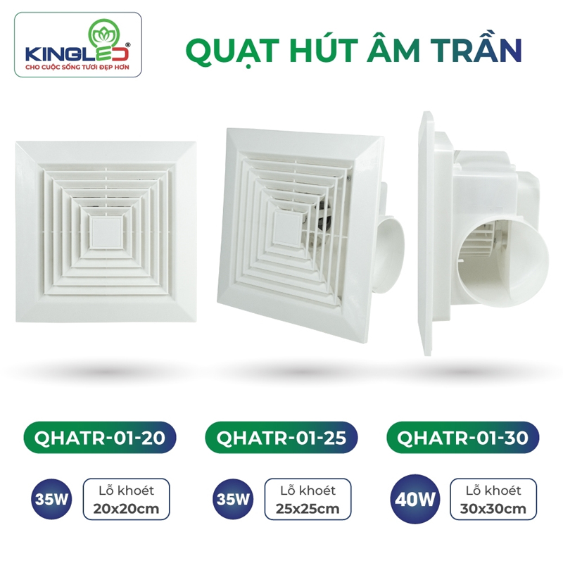Quạt hút âm trần có ống KingLED QHATR