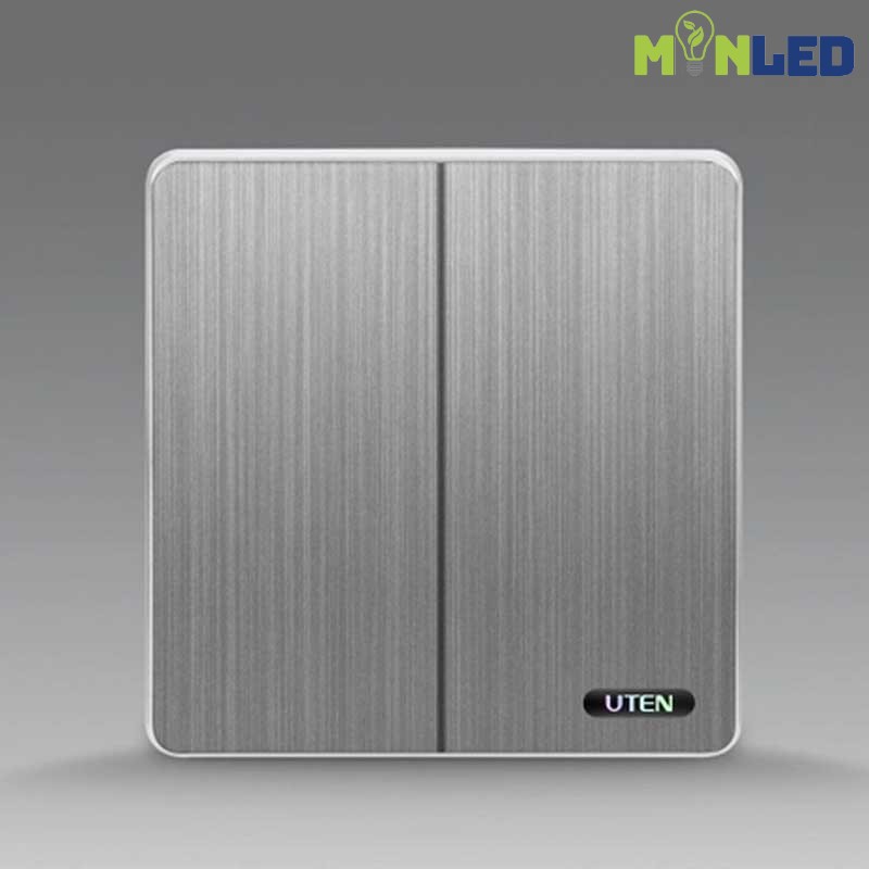 Bộ công tắc đôi 2 chiều UTEN S300-Màu xám
