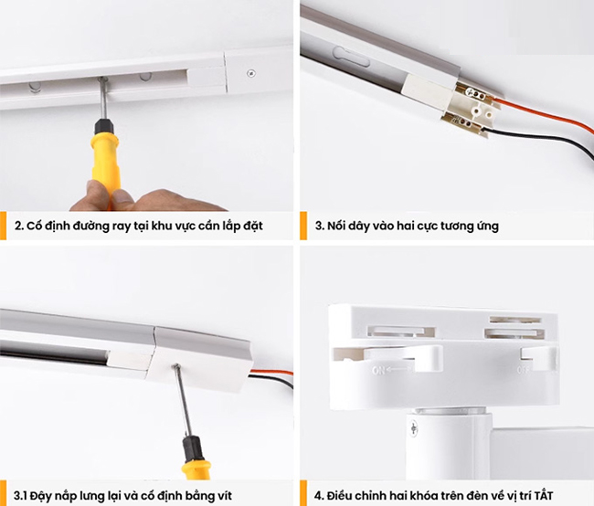 Hướng dẫn lắp đặt đèn rọi ray T2, T3