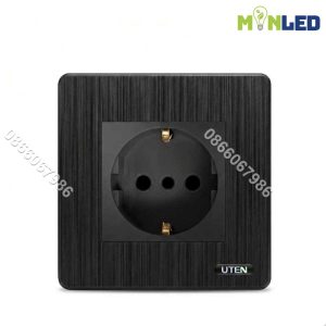 Ổ cắm 2 chấu tròn schuko UTEN S300 - Black