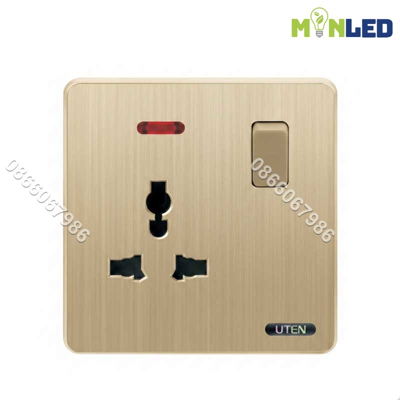 Ổ cắm 3 chấu có công tắc điều khiển UTEN S300 - Gold