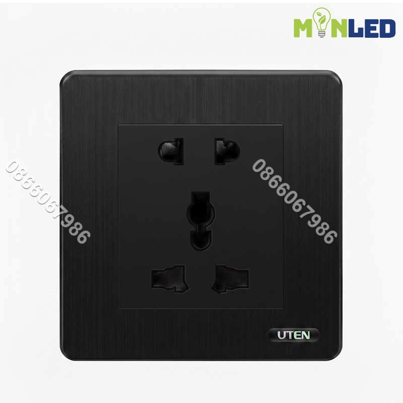 Ổ cắm 3 chấu và 2 chấu đa năng UTEN S300 - Black