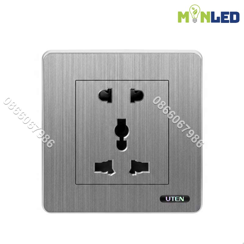 Ổ cắm 3 chấu và 2 chấu đa năng UTEN S300 - Màu Gray