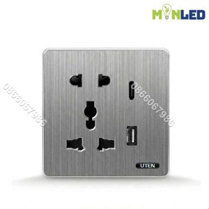 Ổ cắm 5 chấu USB + Type C UTEN S300 - Gray