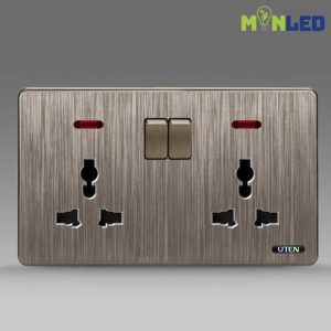 Ổ cắm đôi 3 chấu có công tắc điều khiển UTEN S400