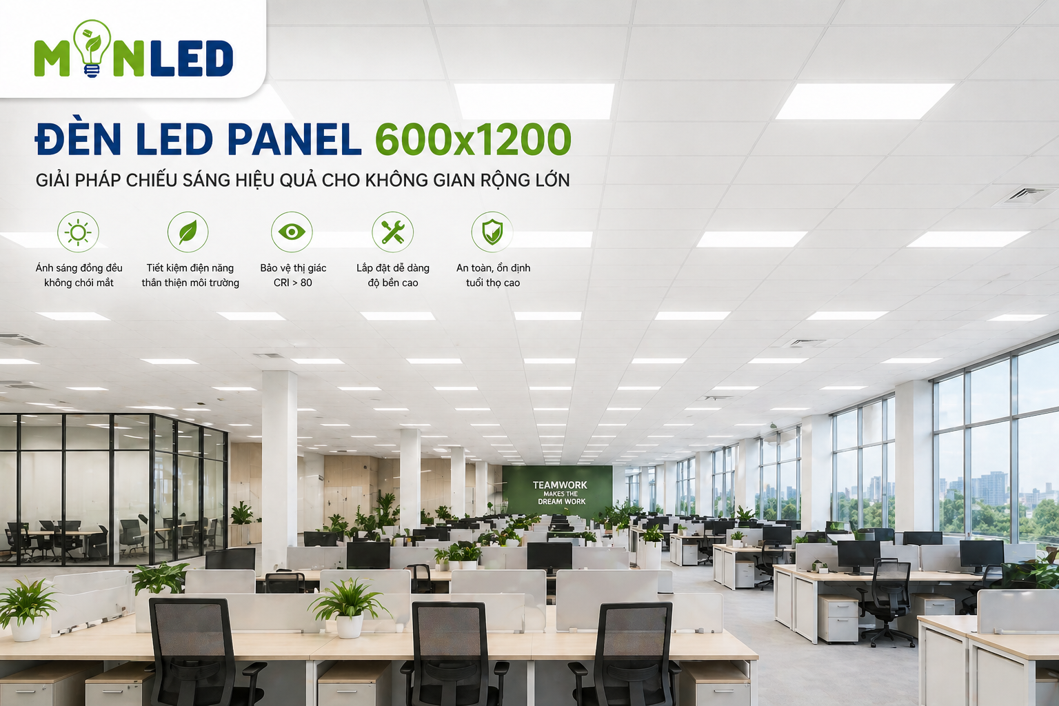 Đèn LED panel 600x1200 là giải pháp chiếu sáng hiệu quả cho không gian lớn