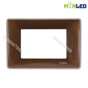 Mặt chữ nhật cho 3 thiết bị cỡ S UTEN Q120 - Nâu viền vàng họa tiết
