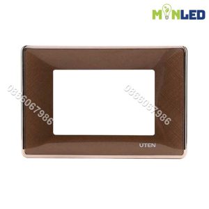 Mặt chữ nhật cho 3 thiết bị cỡ S UTEN Q120 - Nâu viền vàng trơn