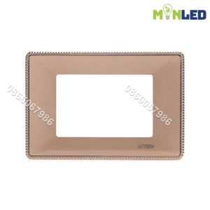 Mặt chữ nhật cho 3 thiết bị cỡ S UTEN Q120 - Vàng viền vàng hoạ tiết