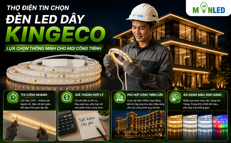 Thợ điện và nhà thầu tin dùng LED dây KingECO bởi chất lượng sản phẩm và giá thành hợp lý