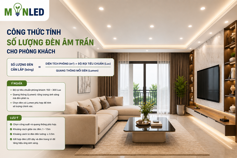 Sử dụng công thức tính toán theo tiêu chuẩn, đảm bảo ánh sáng khoa học và hợp lý