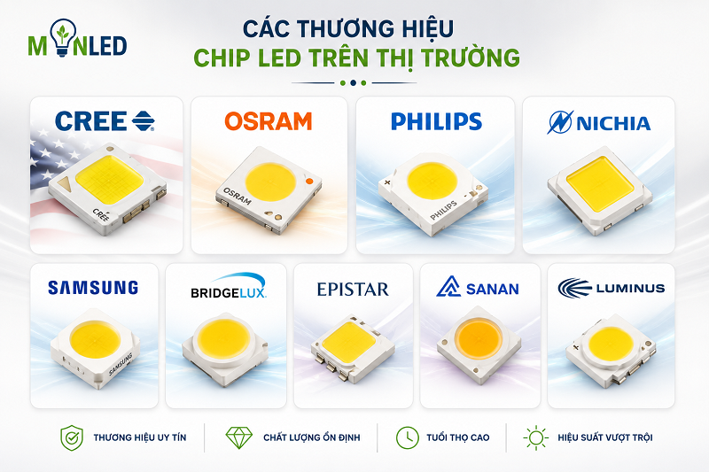 Trên thị trường hiện nay có rất nhiều thương hiệu chip LED với đa dạng phân khúc